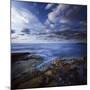 Tranquil Lake and Rocky Shore Against Cloudy Sky, Crete, Greece-null-Mounted Photographic Print