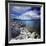 Tranquil Lake and Rocky Shore Against Cloudy Sky, Sardinia, Italy-null-Framed Photographic Print