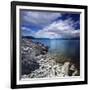 Tranquil Lake and Rocky Shore Against Cloudy Sky, Sardinia, Italy-null-Framed Photographic Print