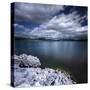 Tranquil Lake and Rocky Shore Against Cloudy Sky, Sardinia, Italy-null-Stretched Canvas