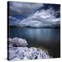 Tranquil Lake and Rocky Shore Against Cloudy Sky, Sardinia, Italy-null-Stretched Canvas