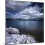 Tranquil Lake and Rocky Shore Against Cloudy Sky, Sardinia, Italy-null-Mounted Photographic Print