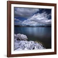 Tranquil Lake and Rocky Shore Against Cloudy Sky, Sardinia, Italy-null-Framed Photographic Print