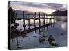 Tranquil Landscape and Pier, Derwent Water, Lake District, Cumbria, England-Peter Adams-Stretched Canvas