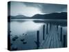 Tranquil Landscape and Pier, Derwent Water, Lake District, Cumbria, England-Peter Adams-Stretched Canvas