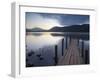 Tranquil Landscape and Pier, Derwent Water, Lake District, Cumbria, England-Peter Adams-Framed Photographic Print