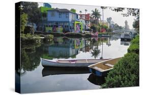 Tranquil Morning at the Venice Canal, Los Angeles-George Oze-Stretched Canvas