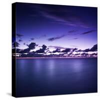 Tranquil Ocean at Night Against Moody Sky, Gagra, Abkhazia-null-Stretched Canvas