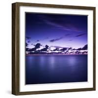 Tranquil Ocean at Night Against Moody Sky, Gagra, Abkhazia-null-Framed Photographic Print