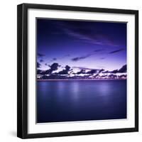 Tranquil Ocean at Night Against Moody Sky, Gagra, Abkhazia-null-Framed Photographic Print