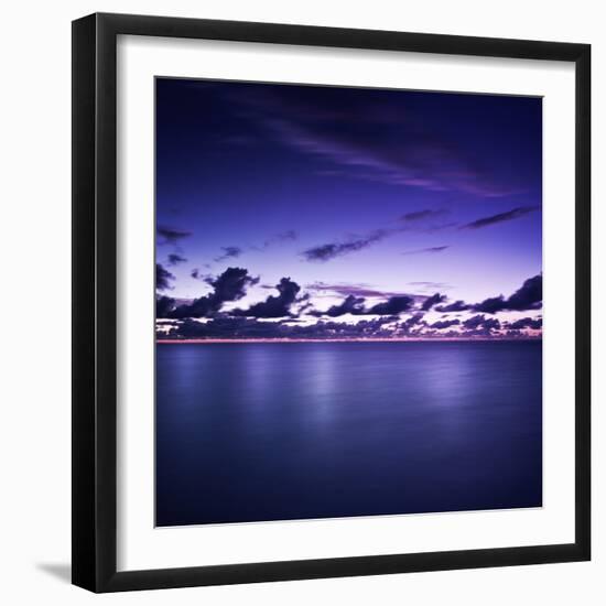 Tranquil Ocean at Night Against Moody Sky, Gagra, Abkhazia-null-Framed Photographic Print