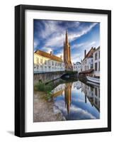 Tranquil Scene in Bruges ,Flanders, Belgium-George Oze-Framed Photographic Print