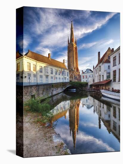 Tranquil Scene in Bruges ,Flanders, Belgium-George Oze-Stretched Canvas