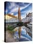Tranquil Scene in Bruges ,Flanders, Belgium-George Oze-Stretched Canvas