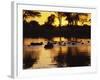 Tranquil Scene of a Group of Hippopotamus in Water at Sunset, Okavango Delta, Botswana-Paul Allen-Framed Photographic Print