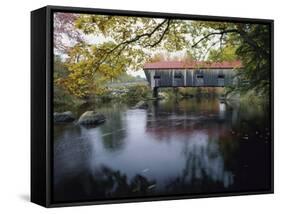 Tranquil Scene with Covered Bridge-null-Framed Stretched Canvas