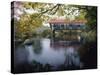 Tranquil Scene with Covered Bridge-null-Stretched Canvas