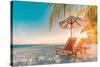 Tranquil Scenery, Relaxing Beach, Tropical Landscape Design. Summer Vacation Travel Holiday Design-icemanphotos-Stretched Canvas