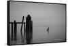 Tranquil Sea View with Wooden Jetty-Sharon Wish-Framed Stretched Canvas