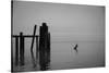 Tranquil Sea View with Wooden Jetty-Sharon Wish-Stretched Canvas