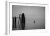 Tranquil Sea View with Wooden Jetty-Sharon Wish-Framed Photographic Print