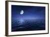 Tranquil Seas Against Rising Moon in a Starry Sky, Crete, Greece-null-Framed Photographic Print