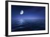 Tranquil Seas Against Rising Moon in a Starry Sky, Crete, Greece-null-Framed Photographic Print