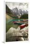 Tranquil setting of rowing boats on Moraine Lake, Banff National Park, UNESCO World Heritage Site, -Frank Fell-Framed Photographic Print