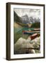 Tranquil setting of rowing boats on Moraine Lake, Banff National Park, UNESCO World Heritage Site, -Frank Fell-Framed Photographic Print