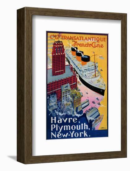 Transatlantique, French Line, Paris-Havre-New York-Albert Sebille-Framed Art Print