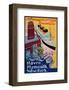 Transatlantique, French Line, Paris-Havre-New York-Albert Sebille-Framed Art Print