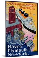 Transatlantique, French Line, Paris-Havre-New York-Albert Sebille-Mounted Art Print