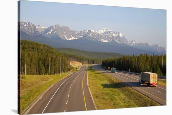 Transcanada Highway near Lake Louise, Banff National Park, Rocky Mountains, Alberta, Canada, North -Hans-Peter Merten-Stretched Canvas