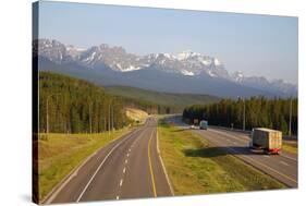 Transcanada Highway near Lake Louise, Banff National Park, Rocky Mountains, Alberta, Canada, North -Hans-Peter Merten-Stretched Canvas