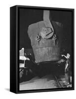 Transfer Car Operator Mae Harris, Signals Craneman to Return Empty, Ladle Bucket to Transfer Car-Margaret Bourke-White-Framed Stretched Canvas