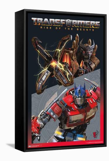 Transformers: Rise of the Beasts - Optimus Prime vs. Scourge-Trends International-Framed Stretched Canvas