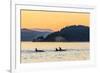 Transient Killer Whales (Orcinus Orca) Surfacing at Sunset-Michael Nolan-Framed Photographic Print