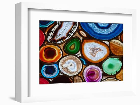 Translucent Mosaic Made with Slices of Agate Stone-Natali Glado-Framed Photographic Print