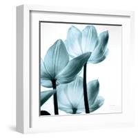 Translucent Tulips III Sq Aqua Crop-Debra Van Swearingen-Framed Art Print