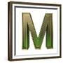 Transparent Emerald Green Alphabet With Gold Edging, 3D Letter M Isolated On White-Andriy Zholudyev-Framed Premium Giclee Print
