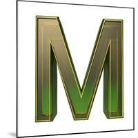 Transparent Emerald Green Alphabet With Gold Edging, 3D Letter M Isolated On White-Andriy Zholudyev-Mounted Premium Giclee Print