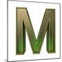 Transparent Emerald Green Alphabet With Gold Edging, 3D Letter M Isolated On White-Andriy Zholudyev-Mounted Premium Giclee Print