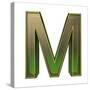 Transparent Emerald Green Alphabet With Gold Edging, 3D Letter M Isolated On White-Andriy Zholudyev-Stretched Canvas