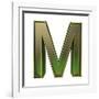 Transparent Emerald Green Alphabet With Gold Edging, 3D Letter M Isolated On White-Andriy Zholudyev-Framed Art Print