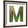 Transparent Emerald Green Alphabet With Gold Edging, 3D Letter M Isolated On White-Andriy Zholudyev-Framed Art Print