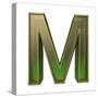 Transparent Emerald Green Alphabet With Gold Edging, 3D Letter M Isolated On White-Andriy Zholudyev-Stretched Canvas