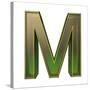 Transparent Emerald Green Alphabet With Gold Edging, 3D Letter M Isolated On White-Andriy Zholudyev-Stretched Canvas