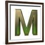 Transparent Emerald Green Alphabet With Gold Edging, 3D Letter M Isolated On White-Andriy Zholudyev-Framed Art Print