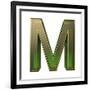 Transparent Emerald Green Alphabet With Gold Edging, 3D Letter M Isolated On White-Andriy Zholudyev-Framed Art Print