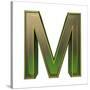 Transparent Emerald Green Alphabet With Gold Edging, 3D Letter M Isolated On White-Andriy Zholudyev-Stretched Canvas